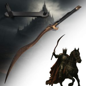 Vom Bluthund-Zahn (Bloodhound's Fang) inspiriertes Großschwert mit Holzständer (Elden Ring)